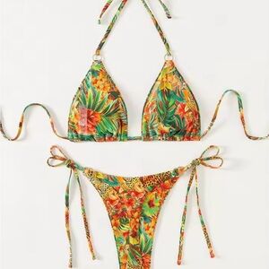 Tropical Print Bikini Set